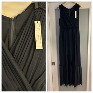 NWT Elie Tahari Navy Blue Chiffon Maxi Dress